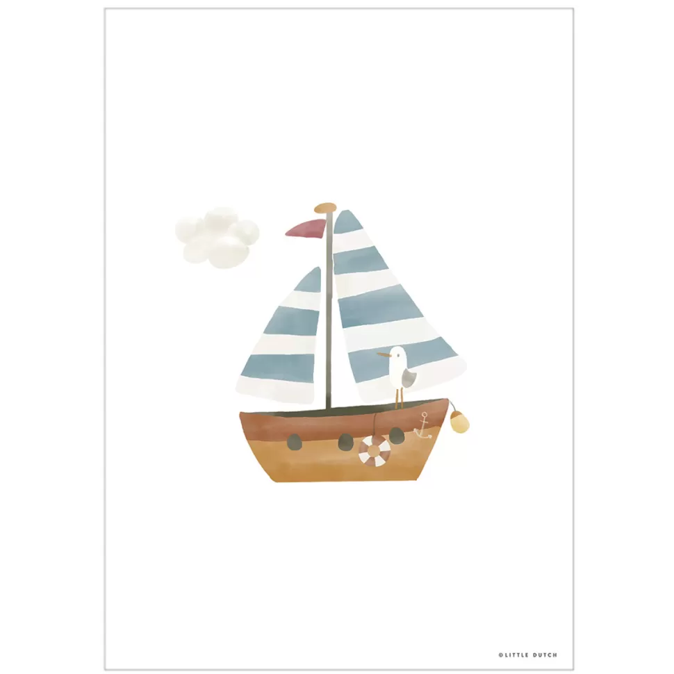 Little Dutch Décoration>Affiche Réversible Sailors Bay Blue - 42 x 29,7 cm