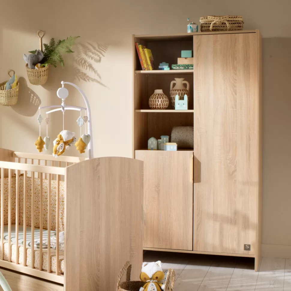 Sauthon Meuble Bébé>Armoire 2 Portes Azur - Chêne Doré