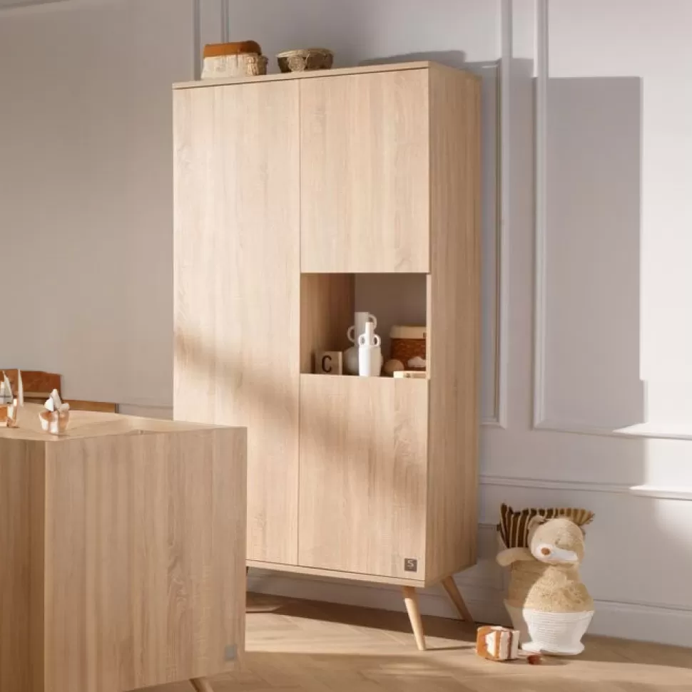 Sauthon Meuble Bébé>Armoire 3 Portes Seventies - Chêne Doré