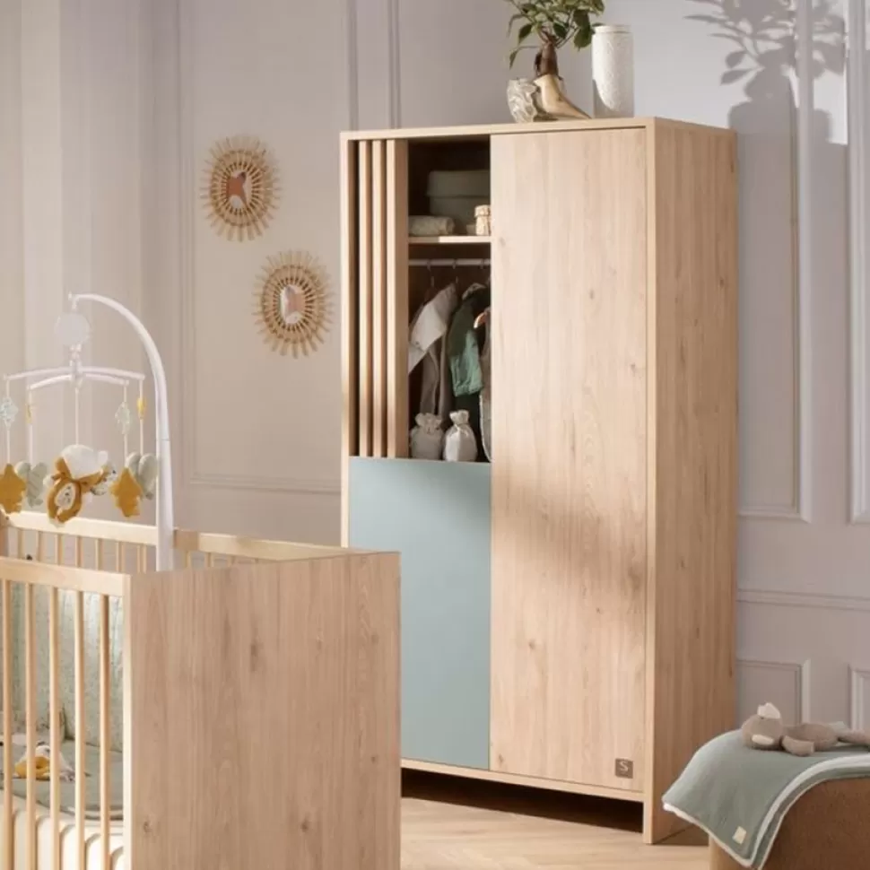 Sauthon Meuble Bébé>Armoire 2 Portes Tokyo - Chêne Suave et Sauge