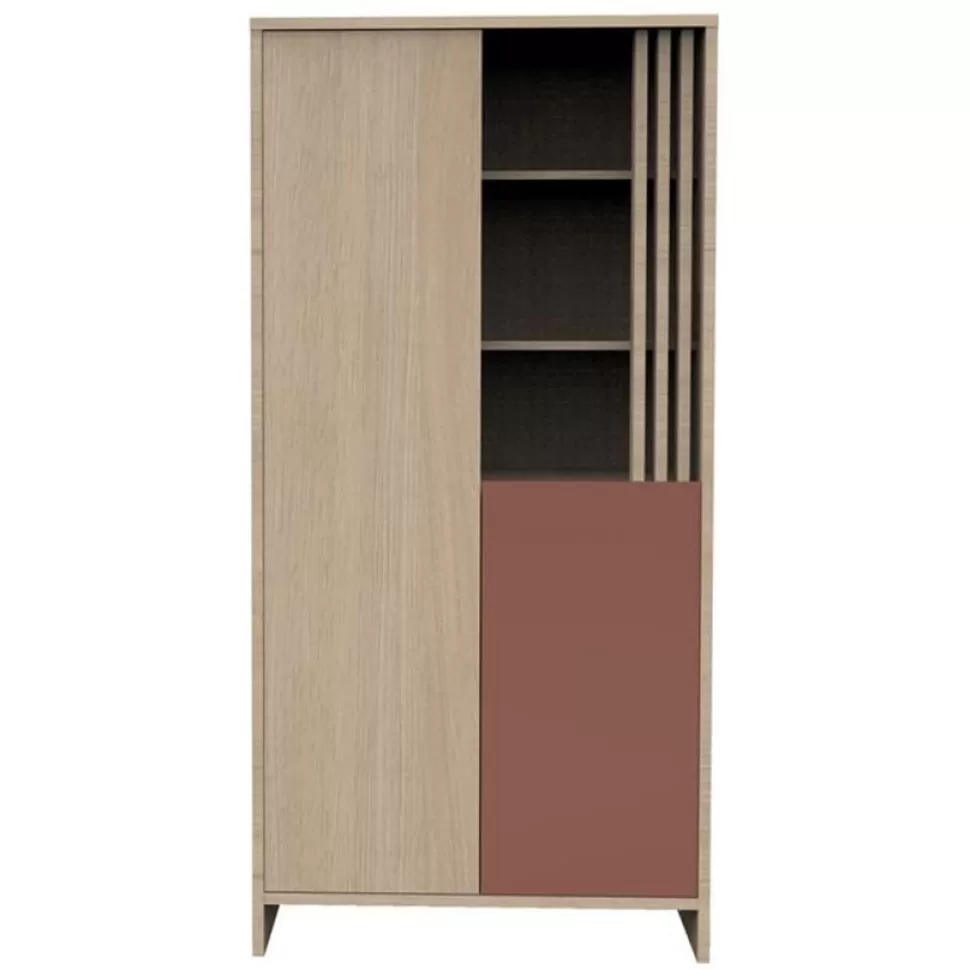 Sauthon Meuble Bébé>Armoire 2 Portes Tokyo - Chêne Suave et Terracotta