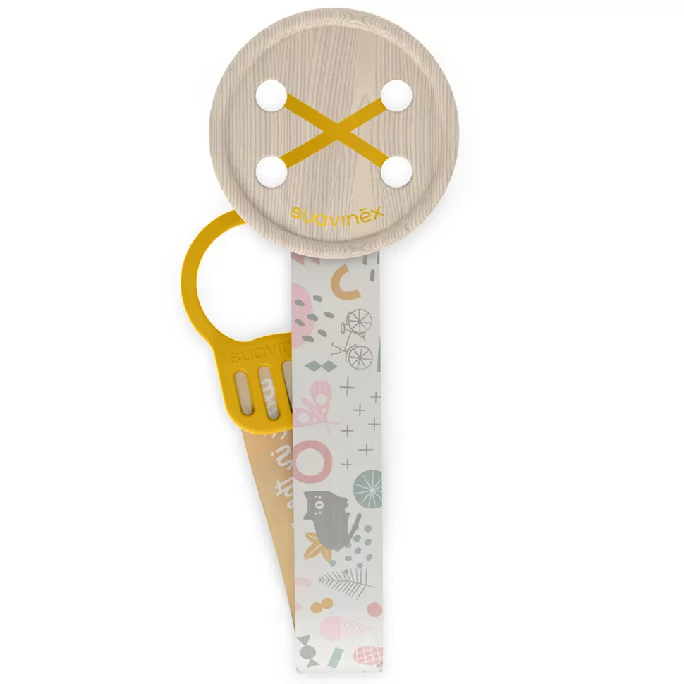 Suavinex Succion>Attache Sucette Ruban Walk In The Park - Jaune