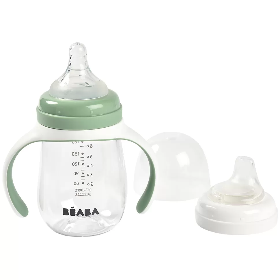 BÉABA Biberonnerie>Biberon 2-en-1 Sage Green - 210 ml