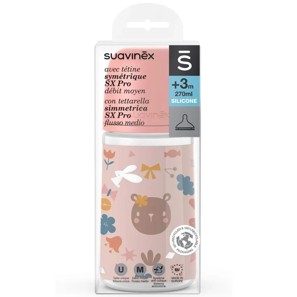 Suavinex Biberonnerie>Biberon Tétine Symétrique SX Pro Into the Forest Rose Poudré - 270 ml
