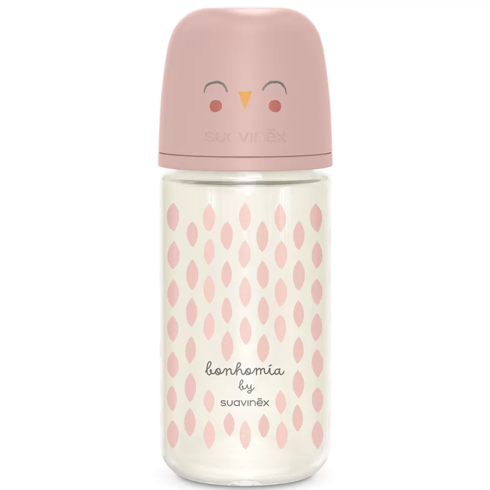 Suavinex Biberonnerie>Biberon Verre Tétine Symétrique SX Pro Bonhomia Rose - 240 ml