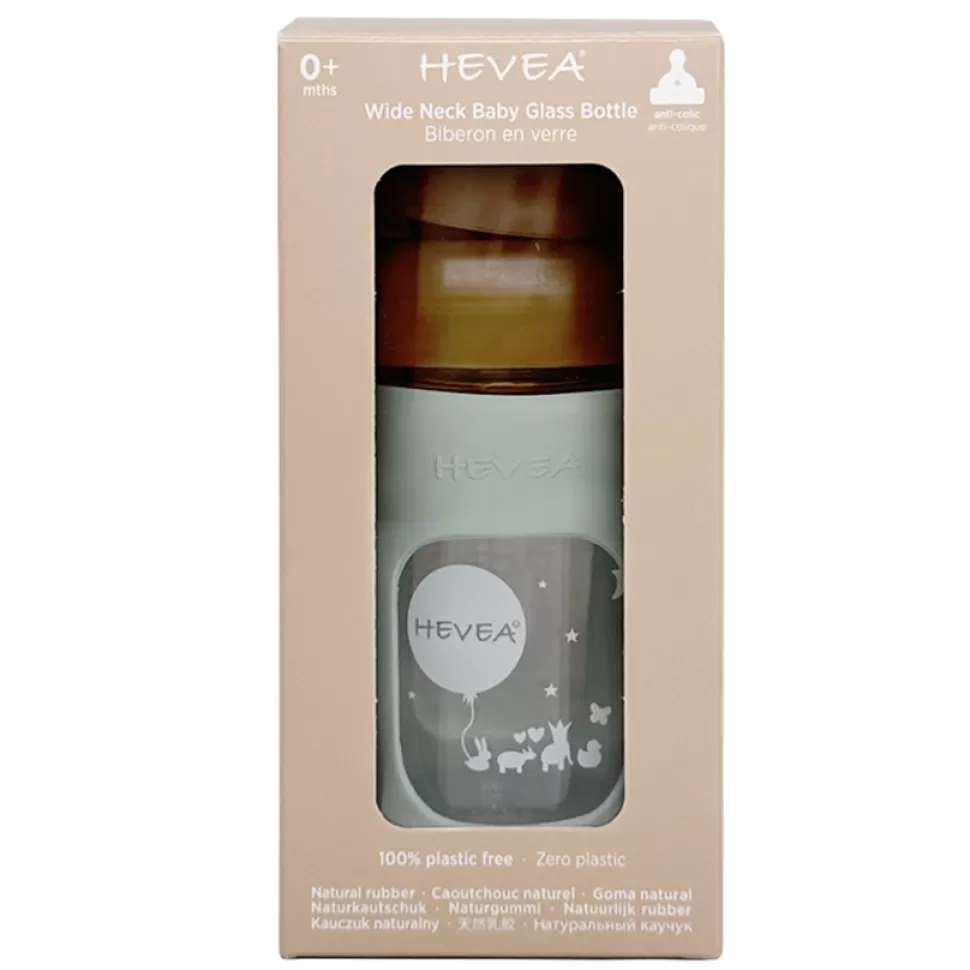 HEVEA Biberonnerie>Biberon Zéro Plastique avec Housse de Protection Seafoam Blue - 150 ml