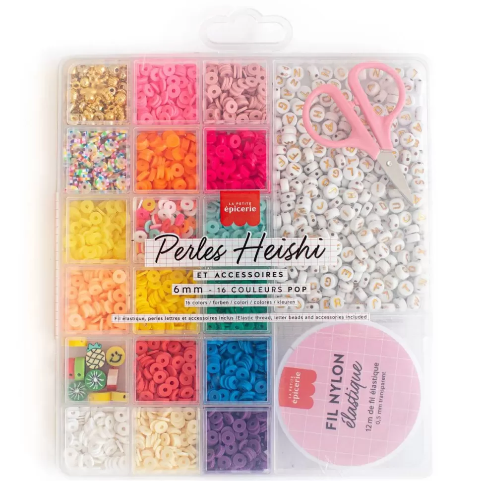 La Petite Epicerie Loisirs Créatifs>Boîte de 16 Couleurs de Perles Heishi - Pop