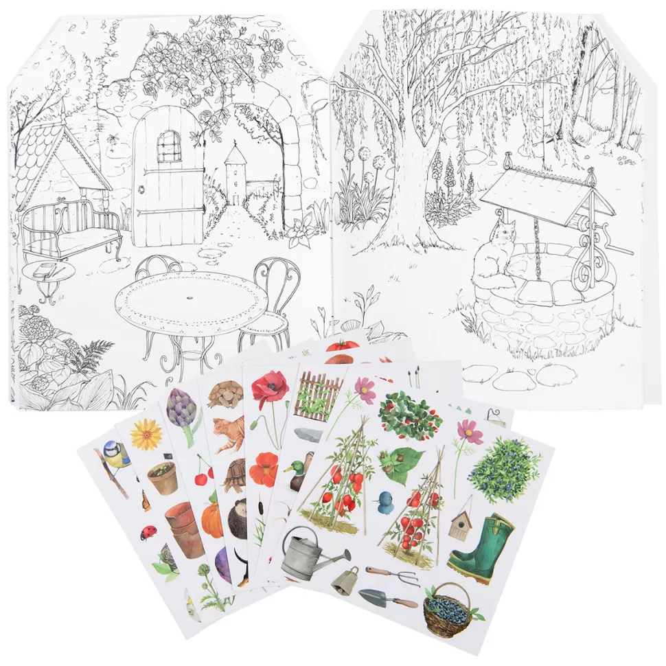 Moulin Roty Loisirs Créatifs>Cahier de Coloriage et Stickers Le Jardin du Moulin - Le Jardinier