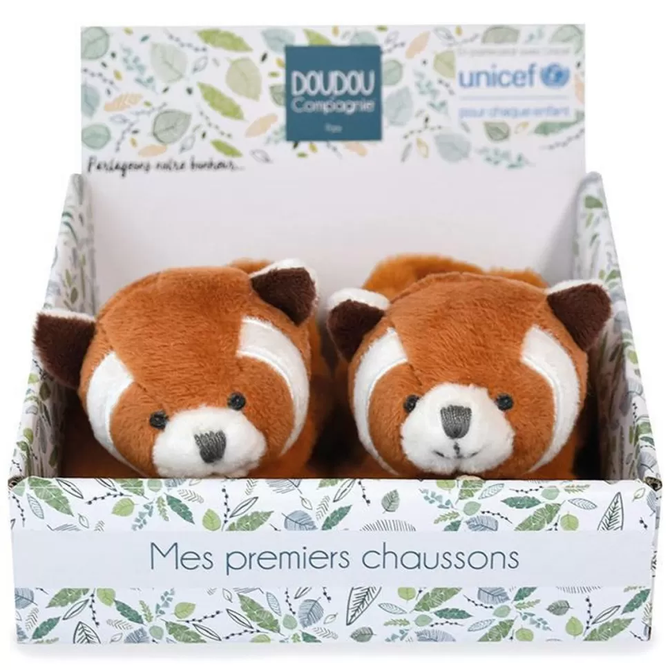 Doudou et Compagnie Chaussons>Chaussons Panda Roux UNICEF - 0/6 Mois