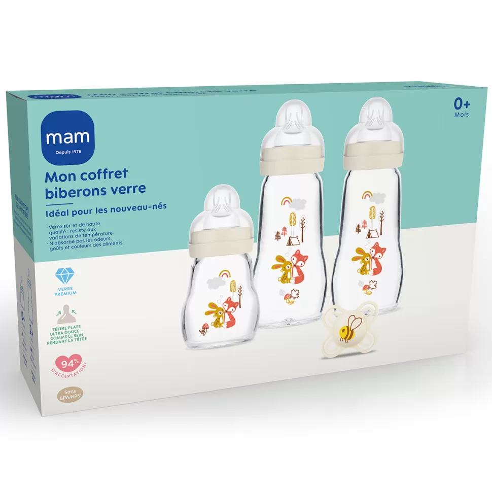 MAM Biberonnerie>Coffret Biberon Verre Colors of Nature - 170 et 260 ml