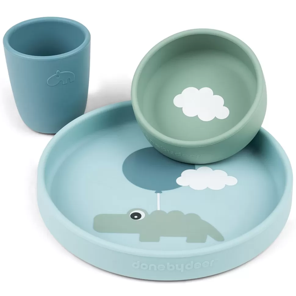 Done by Deer Repas>Coffret Repas 3 Pièces - Happy Clouds Bleu