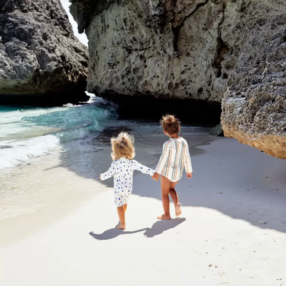 LÄSSIG Accessoires Bébé>Combishort de Bain Desert Aventure Rayures Rose Nature - 3/6 Mois