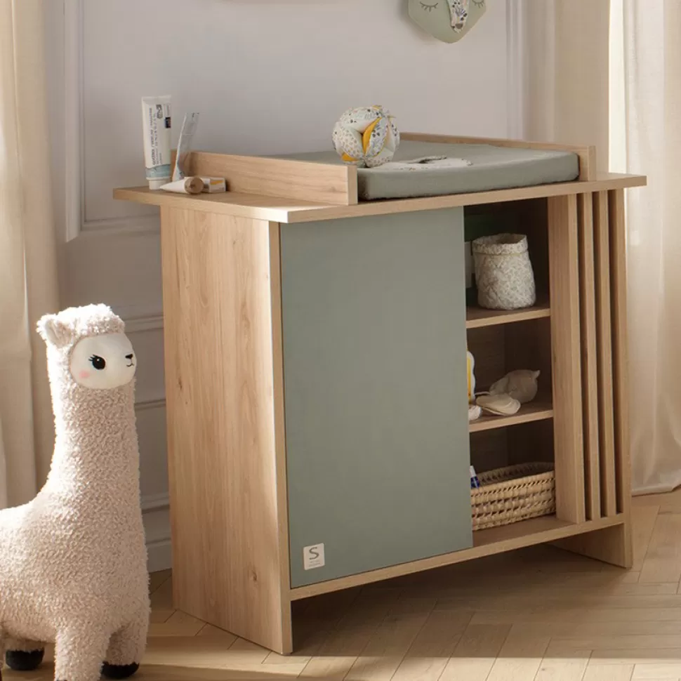 Sauthon Meuble Bébé>Commode et Plan à Langer Tokyo - Chêne Suave et Sauge