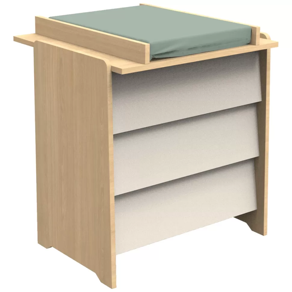 Sauthon Meuble Bébé>Commode et Plan à Langer Vanille - Chêne Miel et Meringue