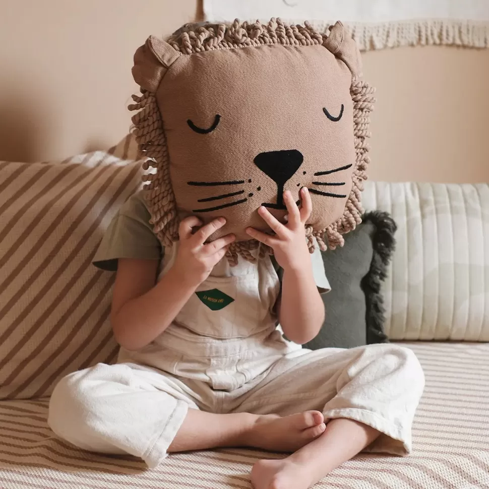 Nobodinoz Décoration>Coussin Brodé Landscape - Lion Sesame