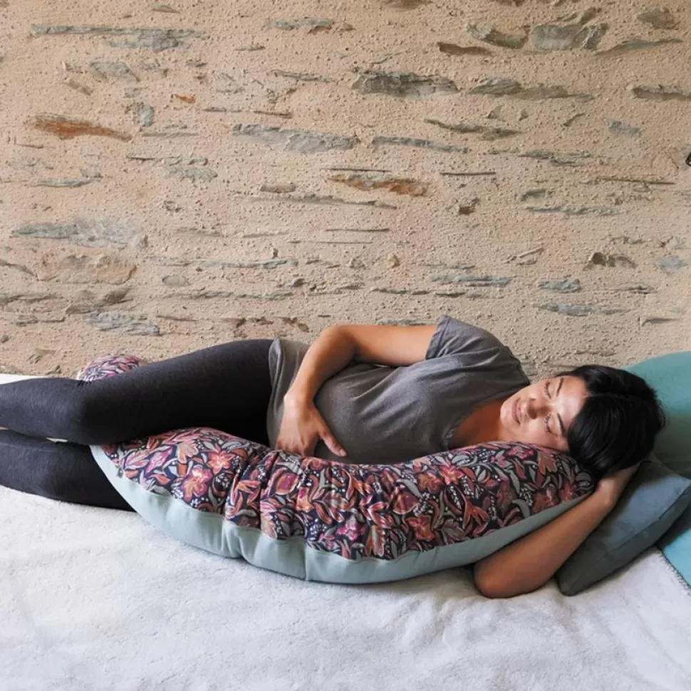Candide Allaitement>Coussin de Maternité et d'Allaitement Jersey - Floral Vert de Gris