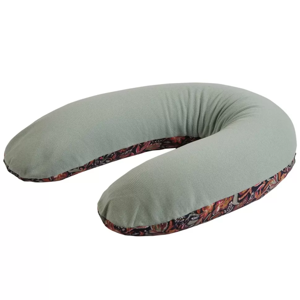 Candide Allaitement>Coussin de Maternité et d'Allaitement Jersey - Floral Vert de Gris