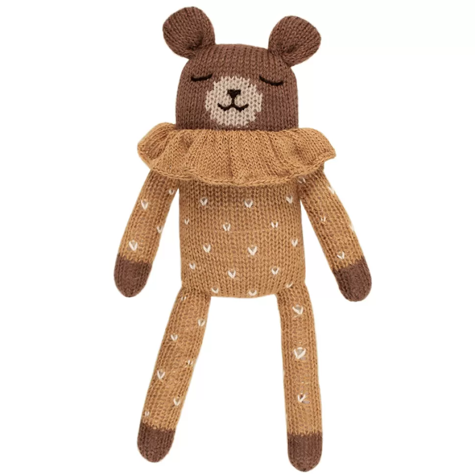 Main Sauvage Doudou>Doudou Chien - Pyjama Ocre à Pois