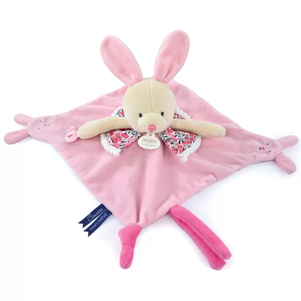 Doudou et Compagnie Doudou>Doudou Lapin Rose avec Marionnettes à Doigt Les Petits Futés