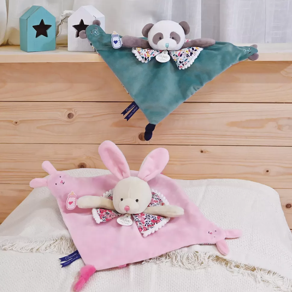 Doudou et Compagnie Doudou>Doudou Lapin Rose avec Marionnettes à Doigt Les Petits Futés