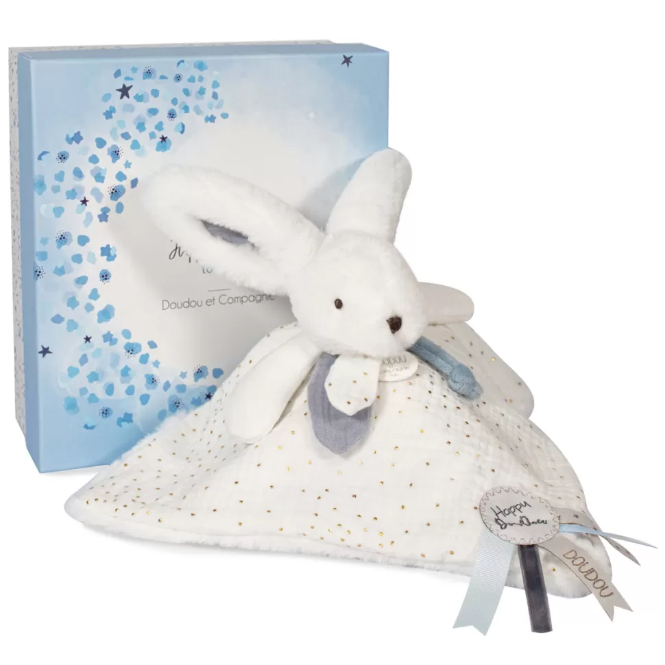 Doudou et Compagnie Doudou>Doudou Pompon Happy Glossy - Blanc