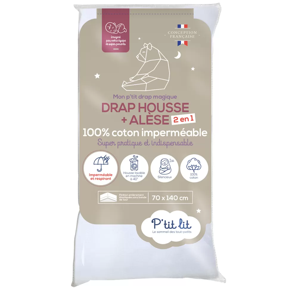 P'tit Lit Literie Bébé>Drap Housse Magique Blanc - 70 x 140 cm