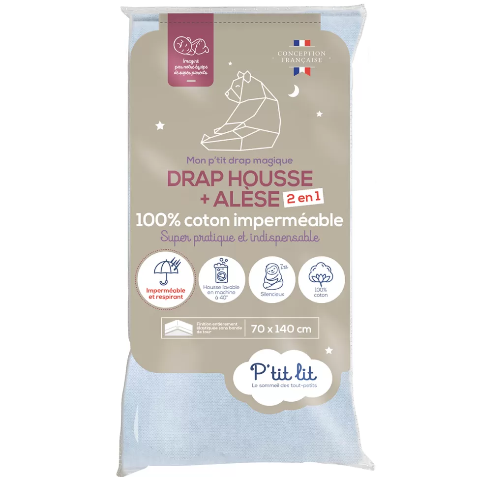 P'tit Lit Literie Bébé>Drap Housse Magique Gris - 70 x 140 cm
