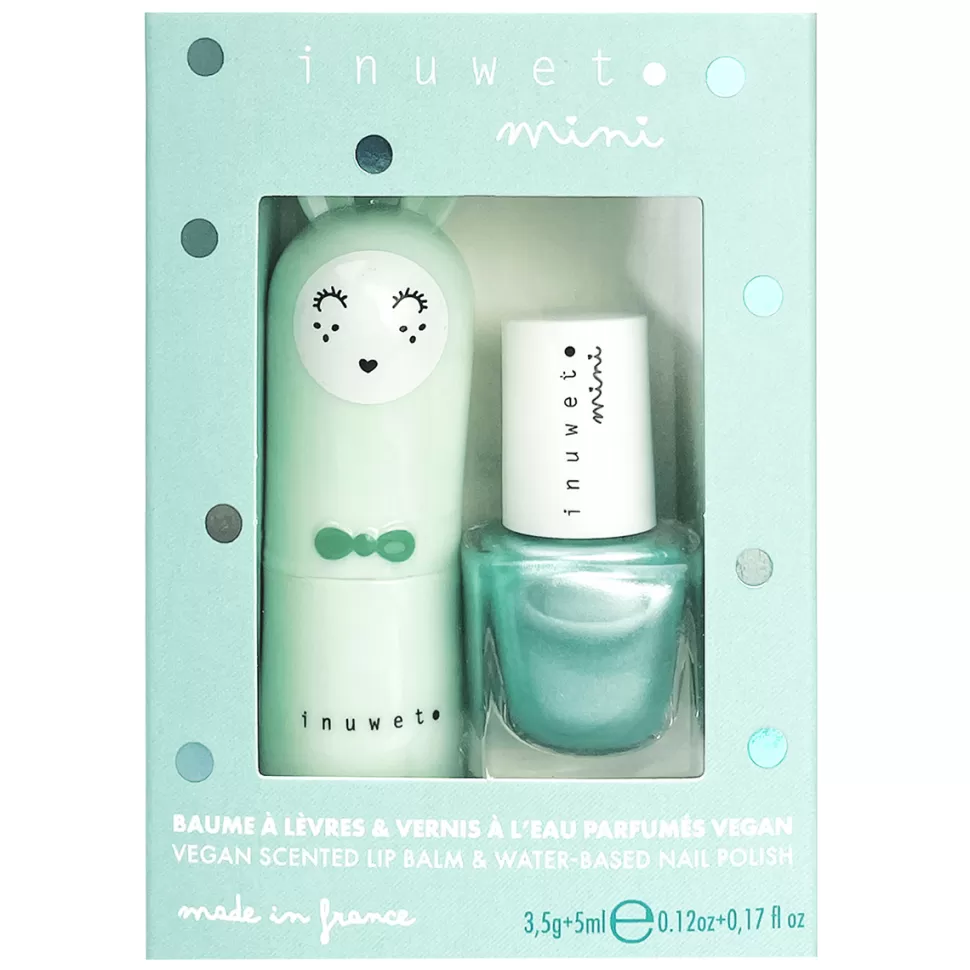 Enfant inuwet Cosmétique Enfant>Duo de Baume à Lèvres Lapin et Vernis à l'Eau - Pomme