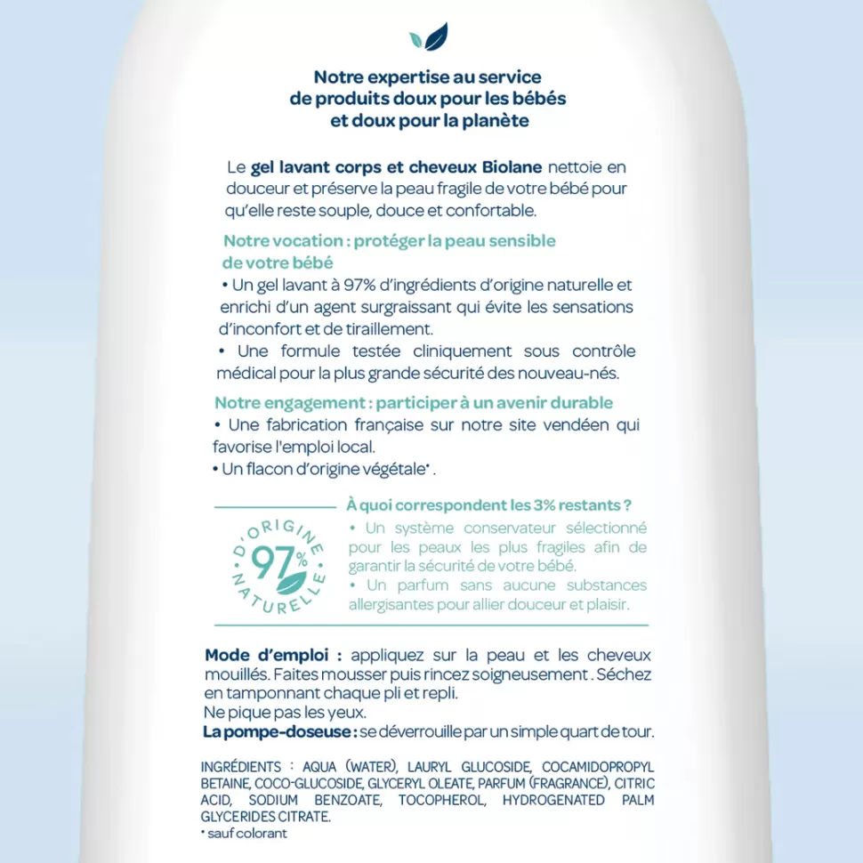 Enfant Biolane Cosmétique Enfant>Gel Lavant Corps et Cheveux 2-en-1 - 750 ml