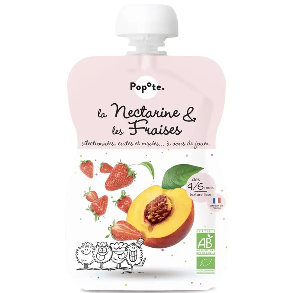 Popote Nourriture Bébé>Gourde Repas Bio Nectarine et Fraises - 120 g