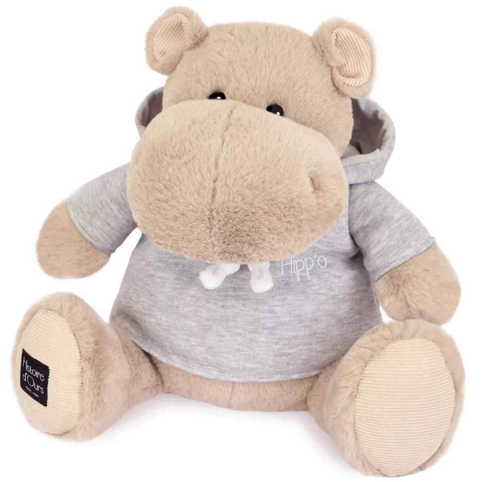 Histoire d'Ours Peluche>Hippo en Peluche Beige avec Sweat Gris - L'Hippo