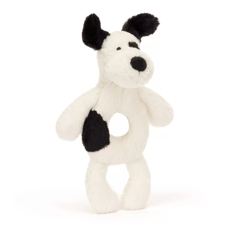 Jellycat Hochet>Hochet Bashful Black & Cream Puppy