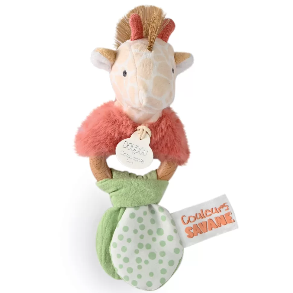 Doudou et Compagnie Hochet>Hochet Girafe Couleurs Savane