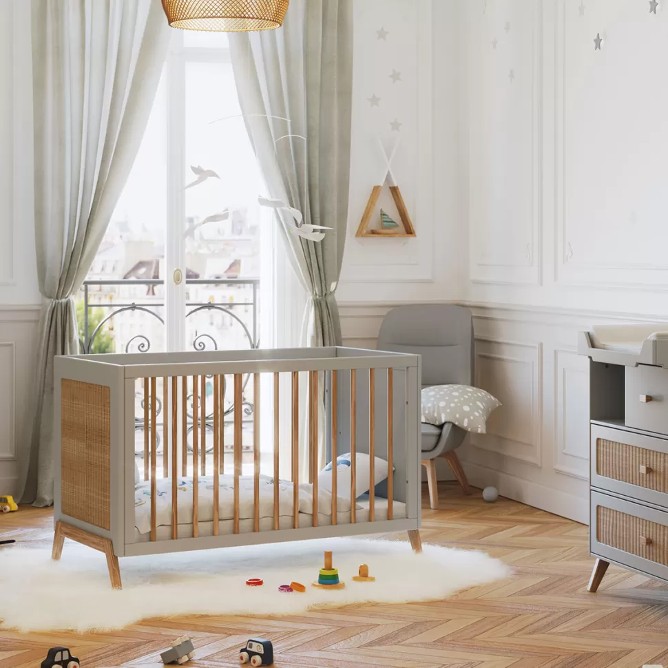 Théo Meuble Bébé>Lit Bébé Evolutif en Rotin Marelia Lune - 60 x 120 cm