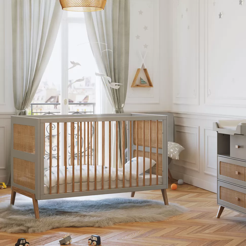 Théo Meuble Bébé>Lit Bébé Evolutif en Rotin Marelia Lune - 70 x 140 cm