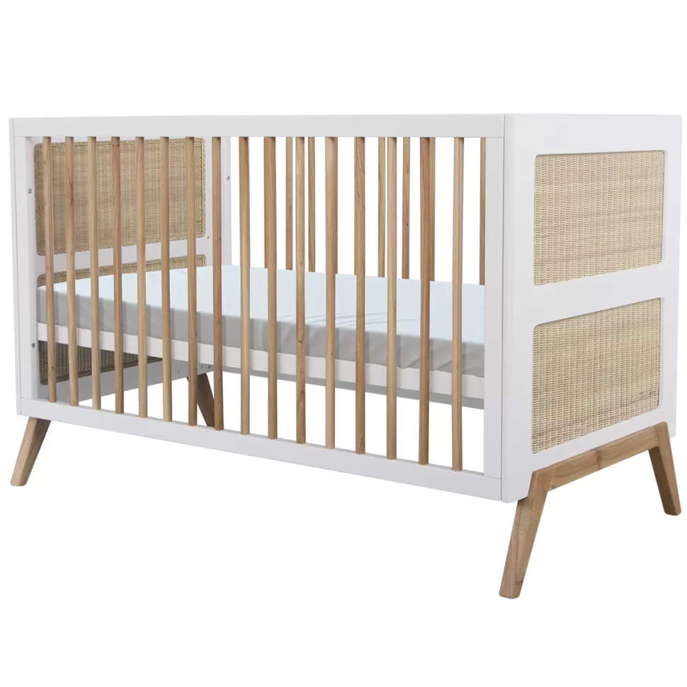 Théo Meuble Bébé>Lit Bébé Evolutif en Rotin Marelia Neige - 70 x 140 cm