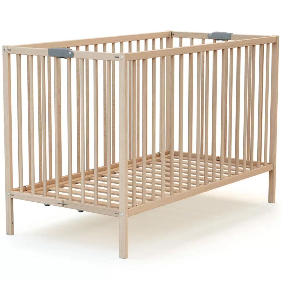 WEBABY Meuble Bébé>Lit Bébé Pliant Hêtre Brut - 60 x 120 cm