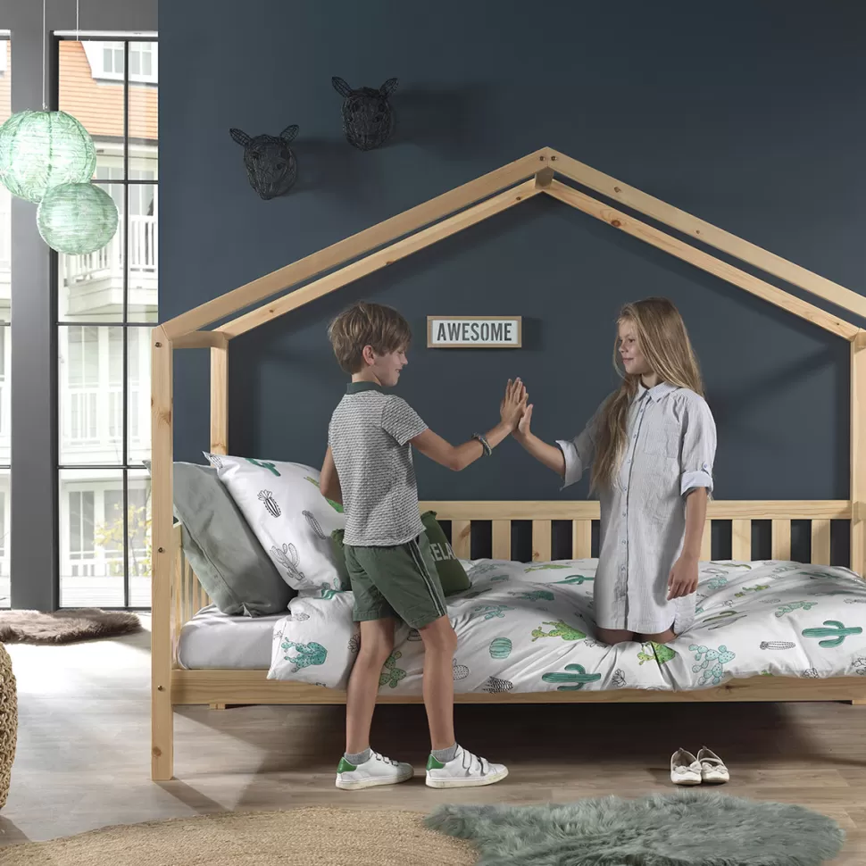 JAXX Meuble Bébé>Lit Maison Dallas avec Barrière et Tiroir Naturel - 90 x 200 cm