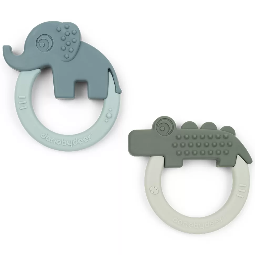 Done by Deer Hygiène & Soin>Lot de 2 Anneaux de Dentition Deer Friends - Bleu et Vert
