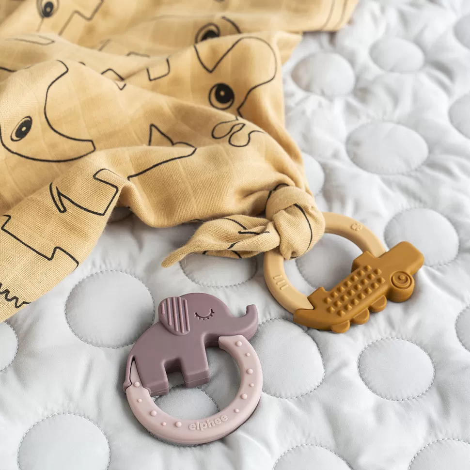 Done by Deer Hygiène & Soin>Lot de 2 Anneaux de Dentition Deer Friends - Moutarde et Rose Poudré