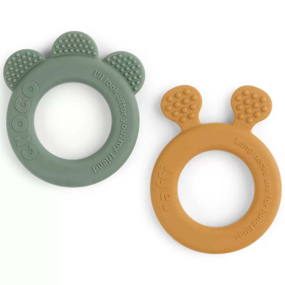 Done by Deer Hygiène & Soin>Lot de 2 Anneaux de Dentition Deer Friends - Vert et Moutarde