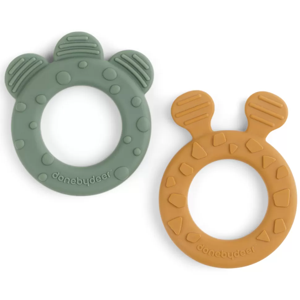 Done by Deer Hygiène & Soin>Lot de 2 Anneaux de Dentition Deer Friends - Vert et Moutarde
