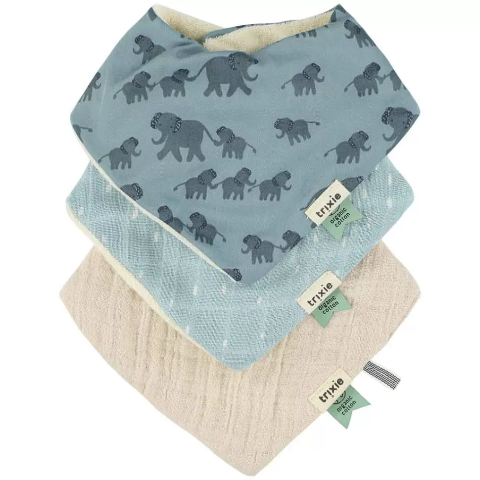 Trixie Baby Bavoir>Lot de 3 Bavoirs Bandana - Enchanting Elephant