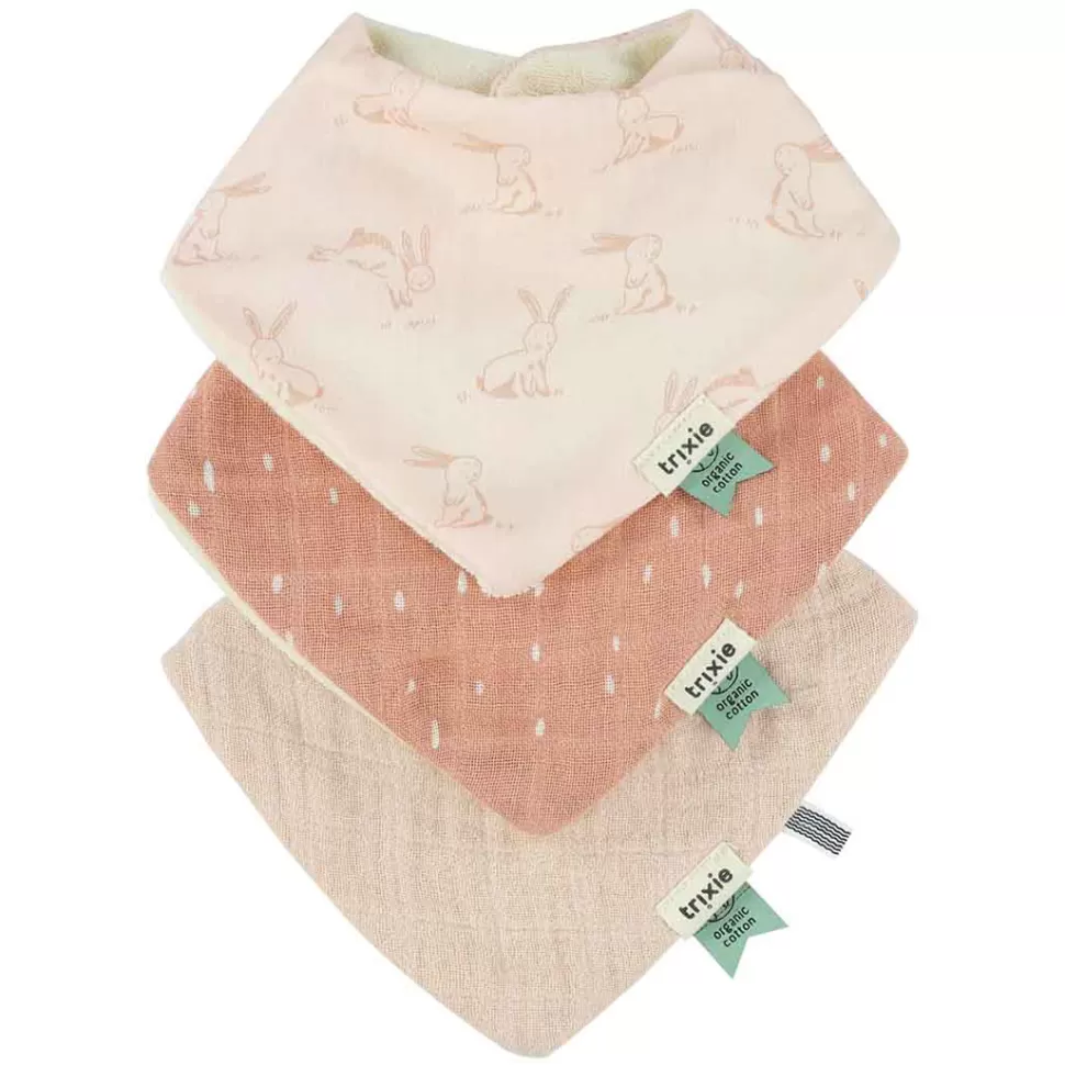 Trixie Baby Bavoir>Lot de 3 Bavoirs Bandana - Rosy Rabbit