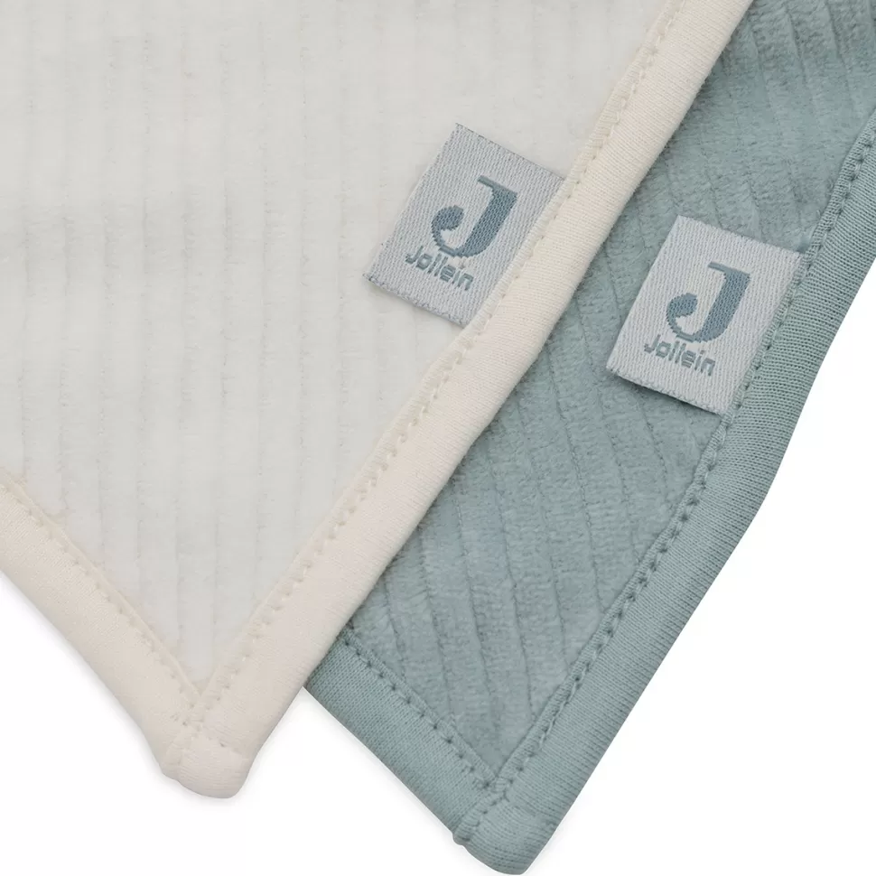 Jollein Bavoir | Repas>Lot de 2 Bavoirs Bandana Velvet Rib - Sea Green & Ivory