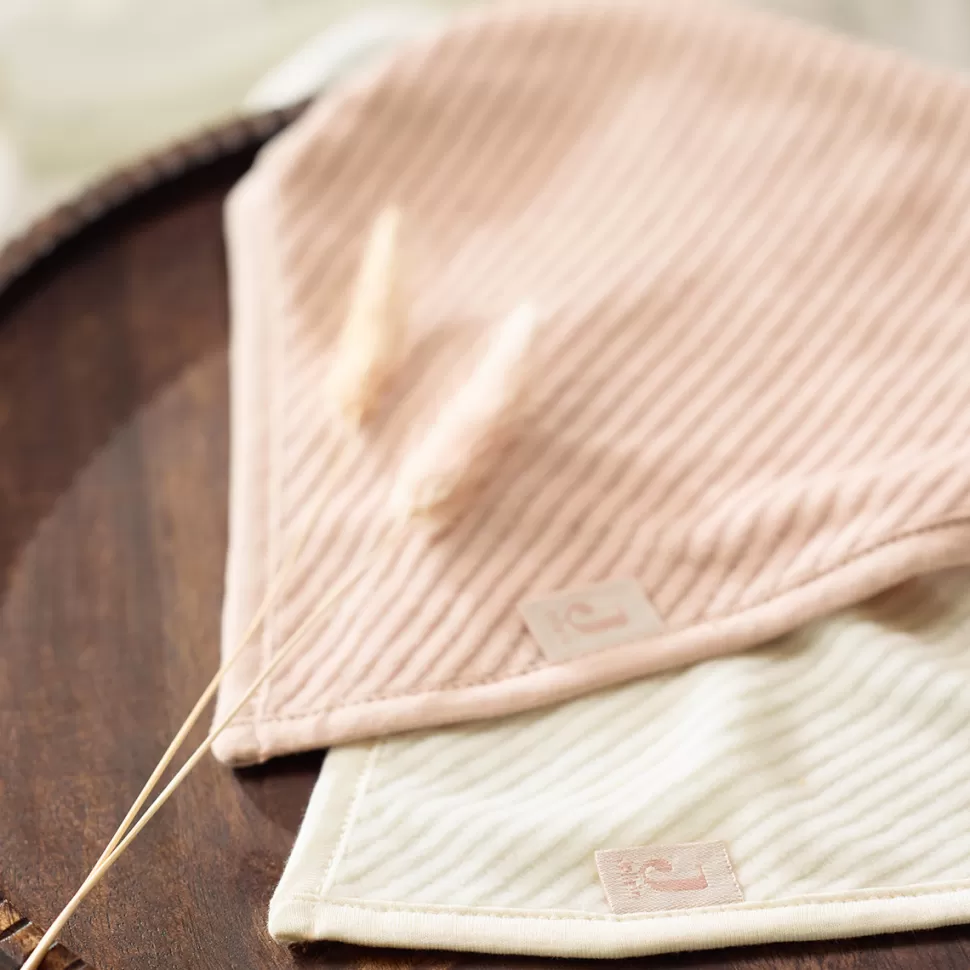 Jollein Bavoir | Repas>Lot de 2 Bavoirs Bandana Velvet Rib - Wild Rose & Ivory