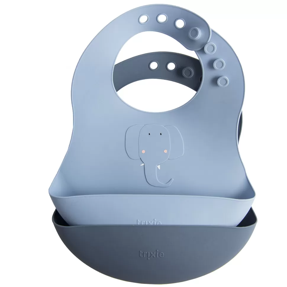 Trixie Baby Bavoir>Lot de 2 Bavoirs en Silicone - Mrs. Elephant