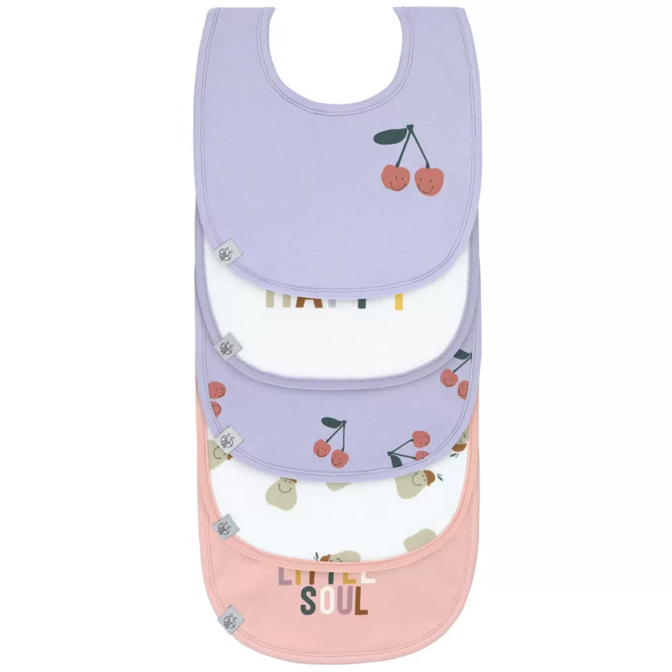 LÄSSIG Bavoir | Repas>Lot de 5 Bavoirs Eponge Happy Fruits Cerise - 3/18 Mois