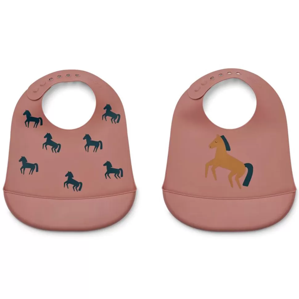 Liewood Bavoir>Lot de 2 Bavoirs Tilda - Horses Dark Rosetta