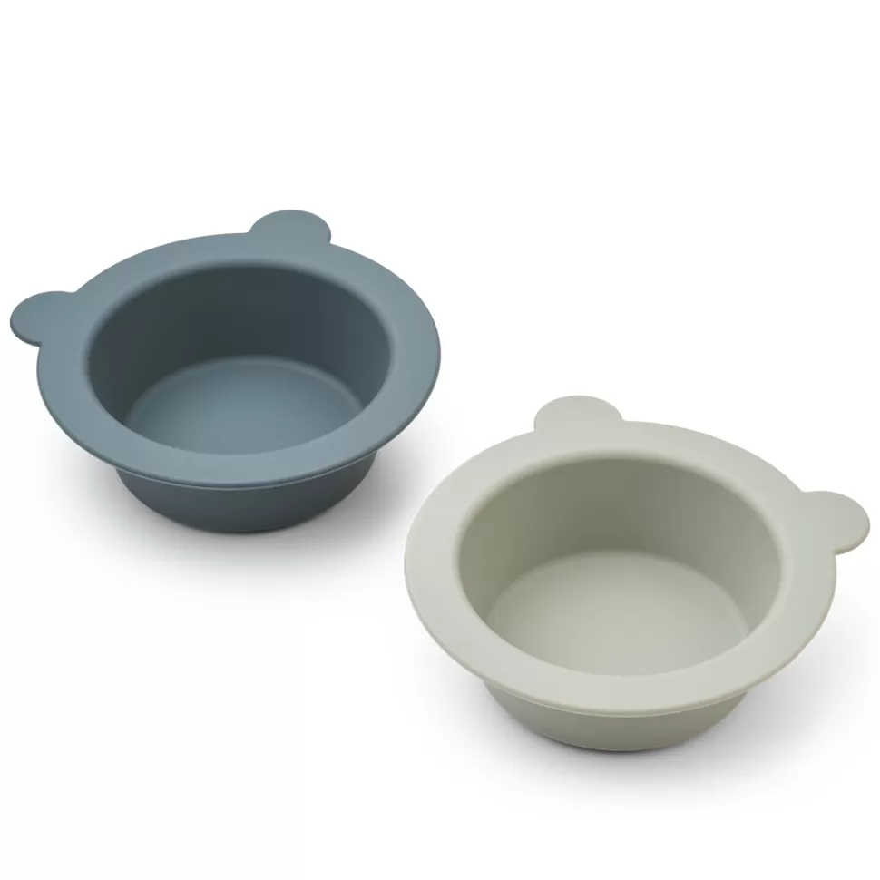 Liewood Repas>Lot de 2 Bols Ventouses Peony - Whale Blue Dove Blue